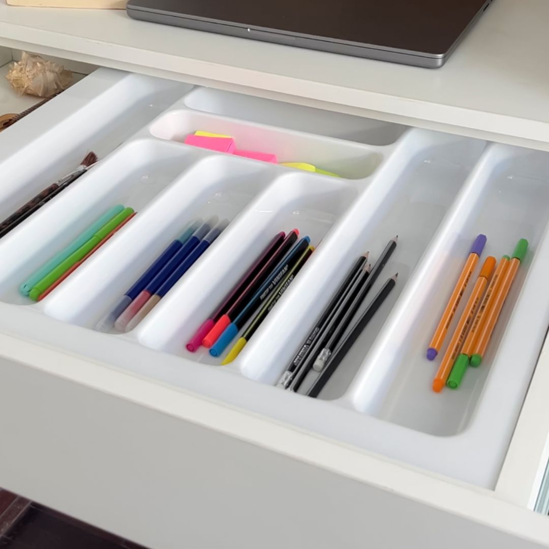 Organizador blanco para cajón de escritorio u oficina